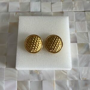 Gold Textured Round Earrings